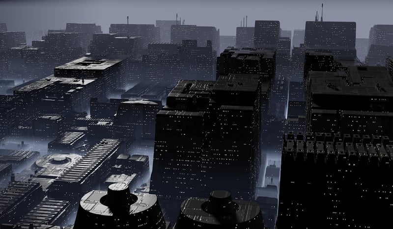 Futuristic dystopian city